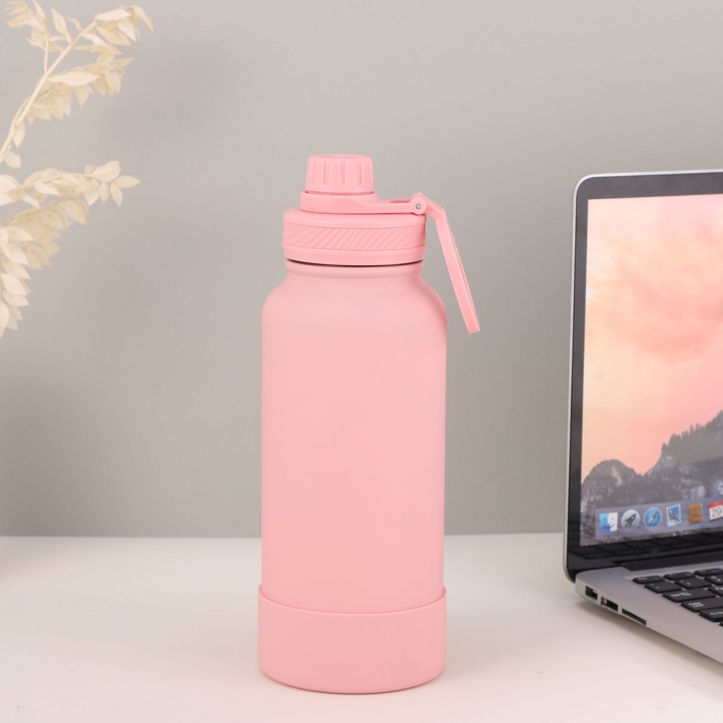 悅生活--Best buy 粉霧不鏽鋼磁吸真空斷熱保溫杯1000ml