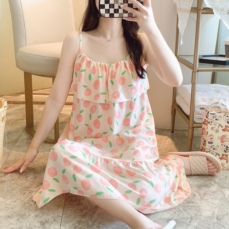 MICOACH 少女系無袖防凸點冰絲睡裙