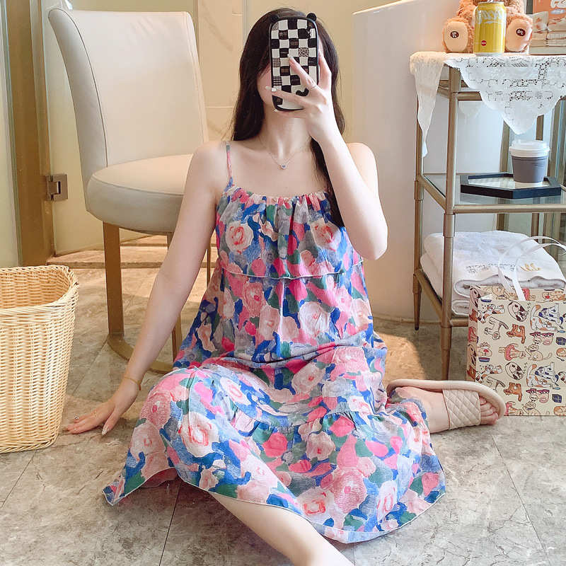 MICOACH 少女系無袖防凸點冰絲睡裙